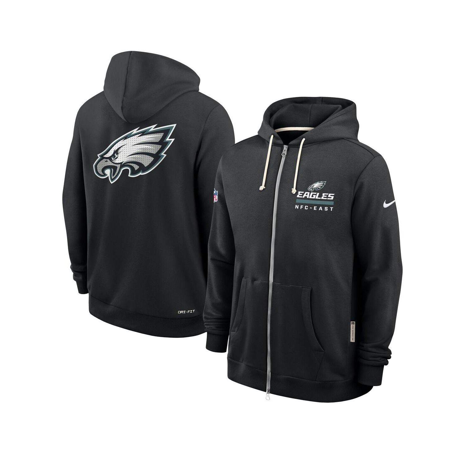 Men's Black Philadelphia Eagles Sideline Utility Player Performance Full-Zip Hoodie
