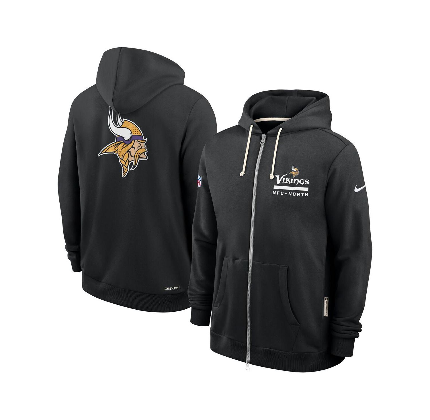Men's Black Minnesota Vikings Sideline Utility Player Performance Full-Zip Hoodie