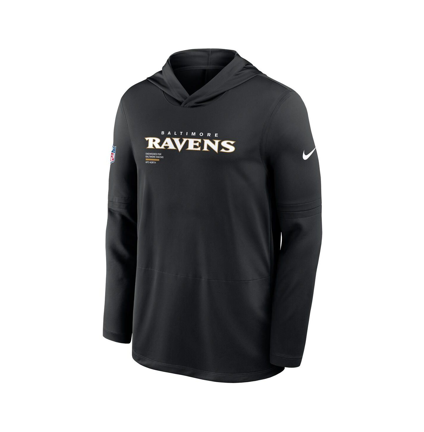 Мужское худи Nike Black Baltimore Ravens Sideline Pure Performance Long Sleeve T-Shirt — фото 1