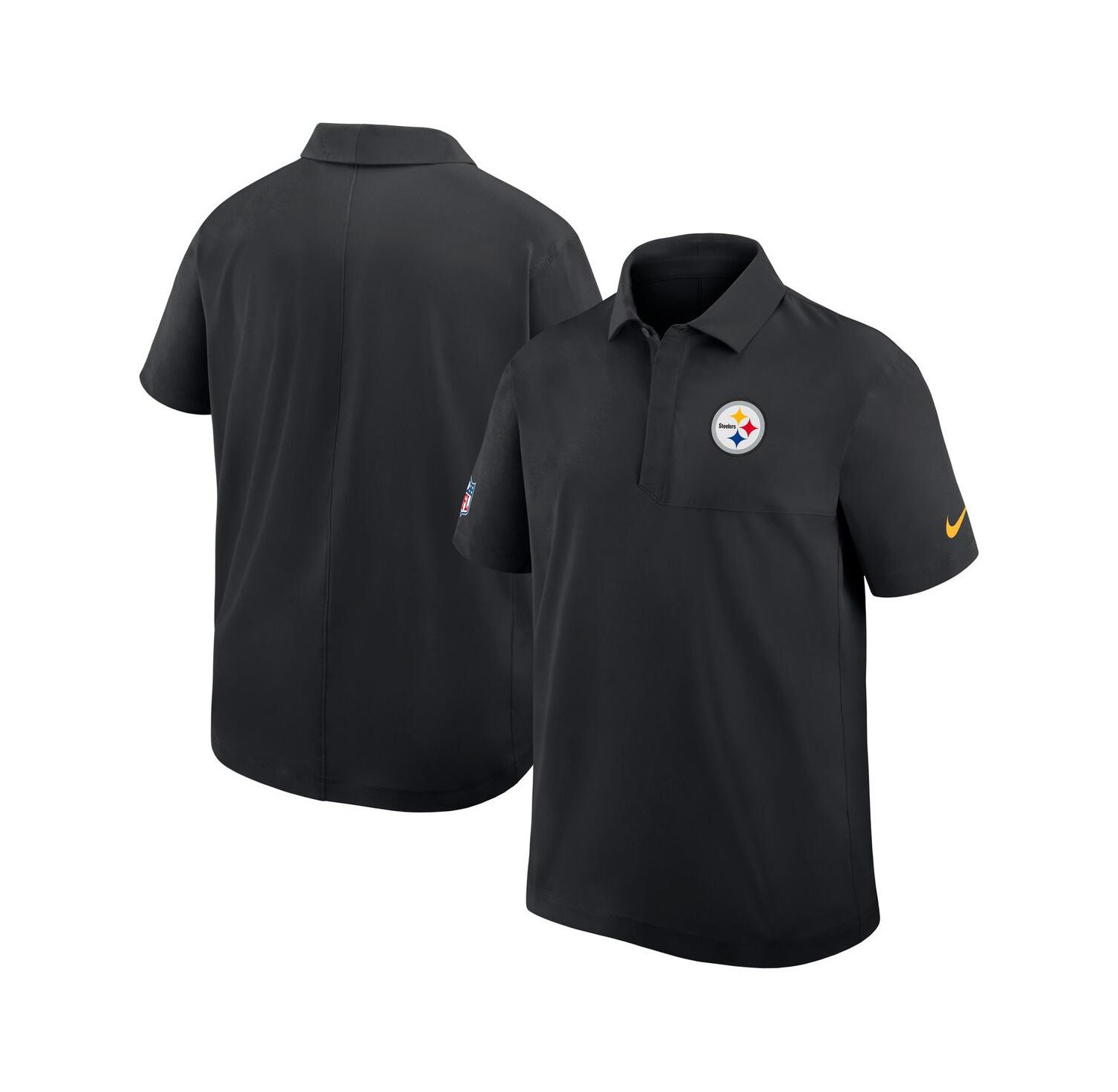 Men's Black Pittsburgh Steelers Sideline City Pride Woven Performance Polo Shirt