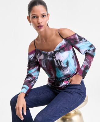 Women's Cold-Shoulder Draped Blouse, Macy's Exclusive