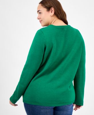Plus Santa Embellished Crewneck Sweater, Created for Macy's
