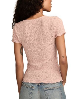 Women's Textured Sweetheart Neck Babydoll Top