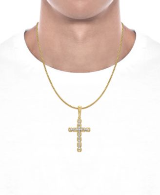 Men's Diamond Openwork Cross 22" Pendant Necklace (1/2 ct. t.w.) in 14k Gold-Plated Sterling Silver