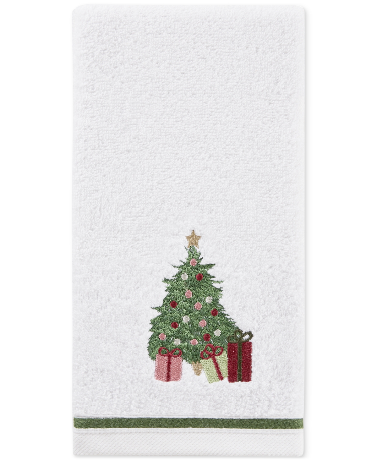 Decor Studio Holiday Christmas Tree Turkish Cotton 2-pc. Hand Towel Set, 16" X 28" In White