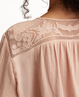 Women's Long Sleeve Pintuck Bubble Top