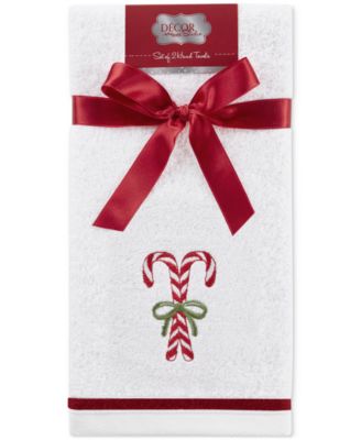 Holiday Candy Canes Turkish Cotton 2-Pc. Hand Towel Set, 16" x 28"