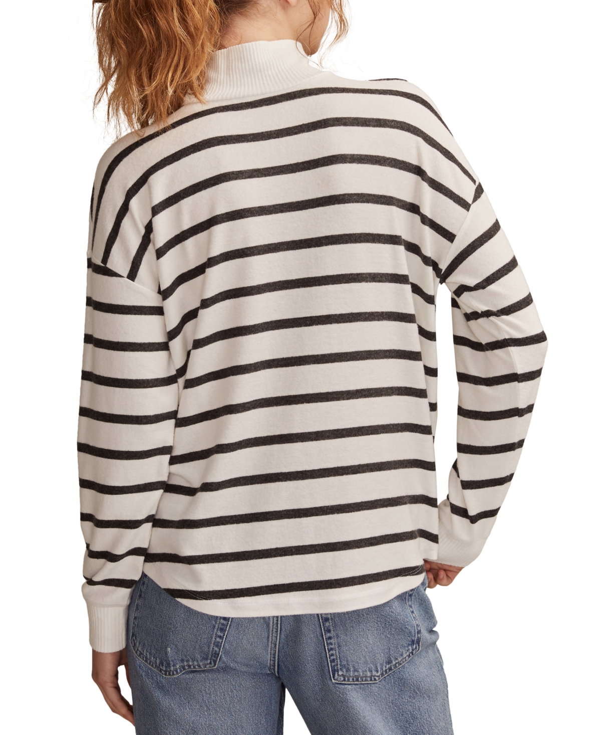 Lucky Brand Cloud Stripe Mock Neck Knit Top