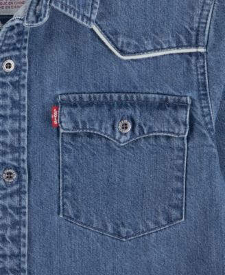 Big Boys Logo Western Denim Twill Long Sleeve Shirt