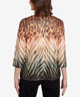 Women's Classic Ombre Animal Skin Three Quarter Sleeve Top