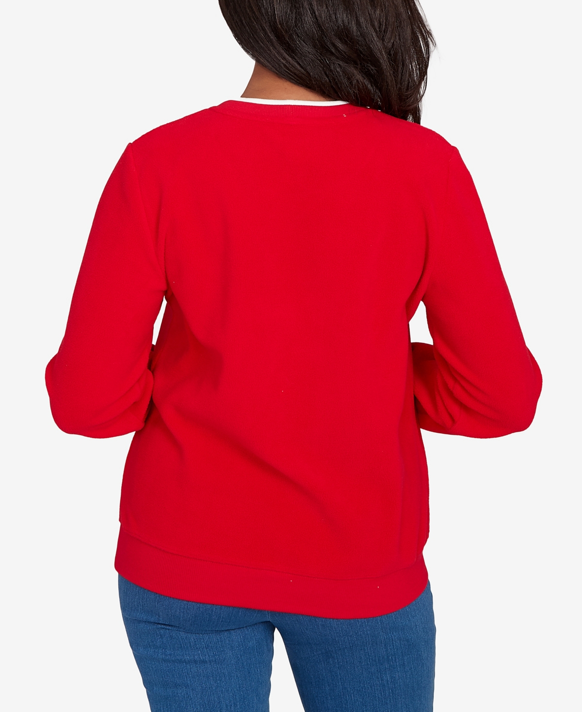 Alfred Dunner Plus Size Classic Embellished Neckline Anti-pill Sweater In Red