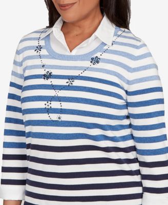 Women's Classic Ombre Stripe Two in One Sweater