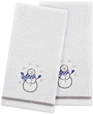 Holiday Snowman Turkish Cotton 2-Pc. Hand Towel Set, 16&amp;quot; x 28&amp;quot;