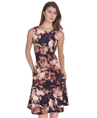 Women's Printed Tucked Scuba Dress
