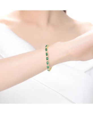 Sterling Silver with Colored Cubic Zirconia Tennis Bracelet in White Gold Plated, 14K Gold Plated, or 18K Rose Gold Plated