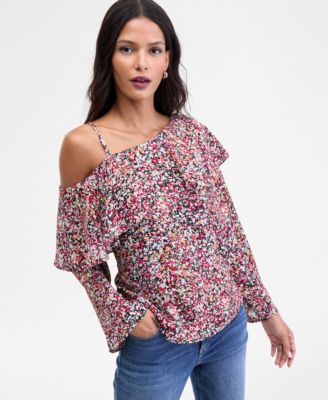 Women's Ruffled Asymmetrical-Neck Blouse