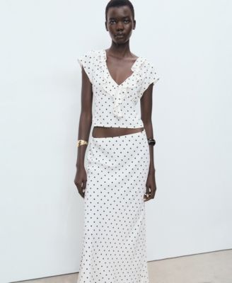 Women's Ruffles Polka-Dot Blouse