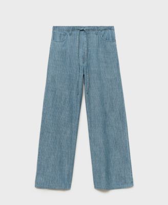 Women's Belted Wide Leg Denim Pants