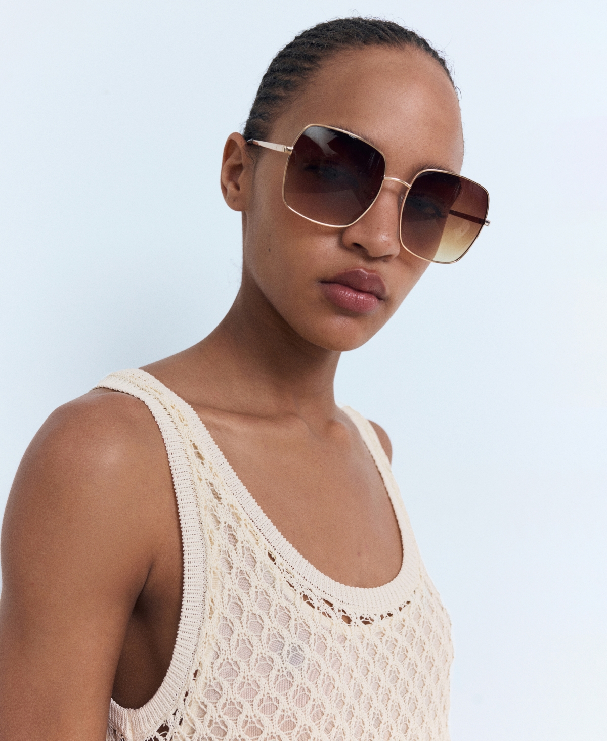 Mango Openwork Tank In White