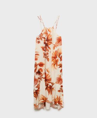 MANGO - Women's Palm Print Halter Dress