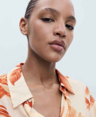 Women's Palm Tree Print Three-Quarter Sleeve Blouse