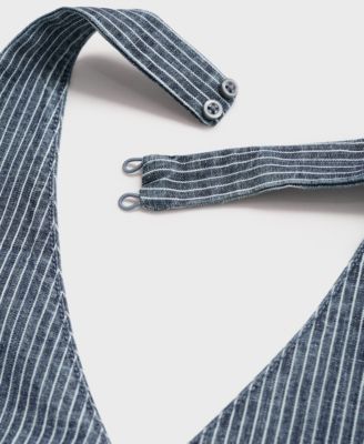 Women's Striped Crossover Denim Top