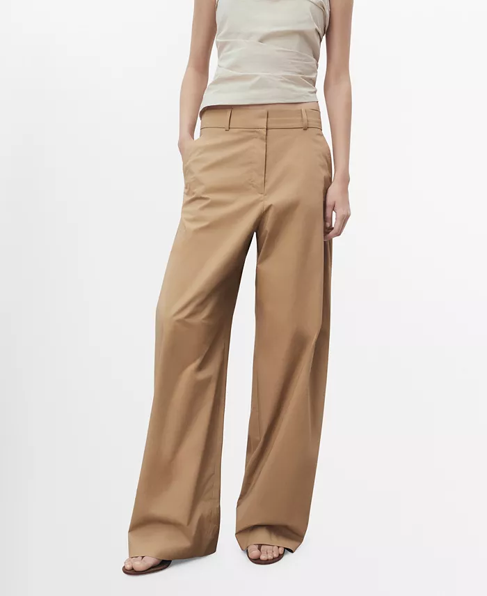 Women's Mid-Rise Wide Leg Cotton Pants