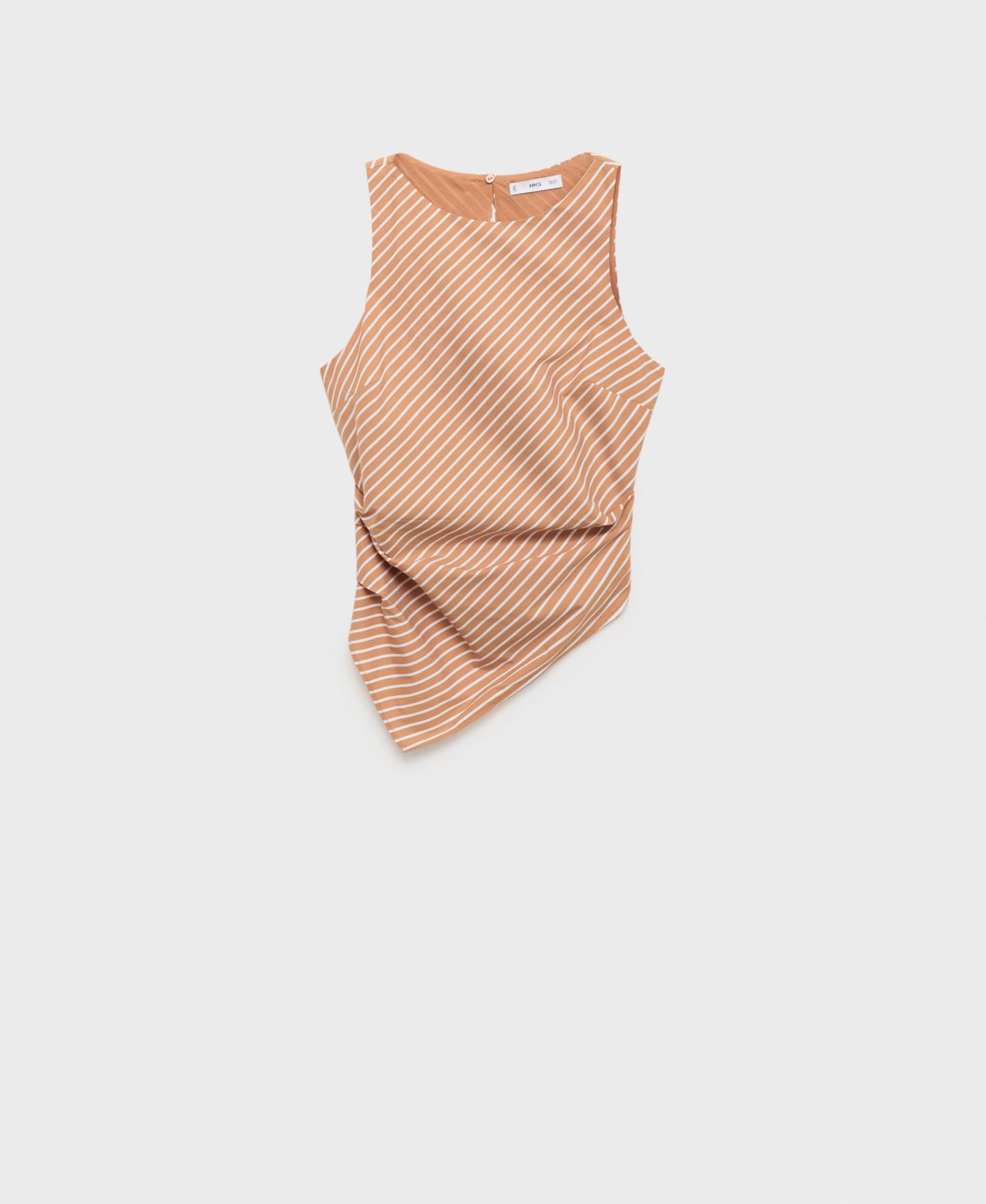 Женский топ Mango Asymmetrical Striped Cotton, цвет: Коричневый — фото 4