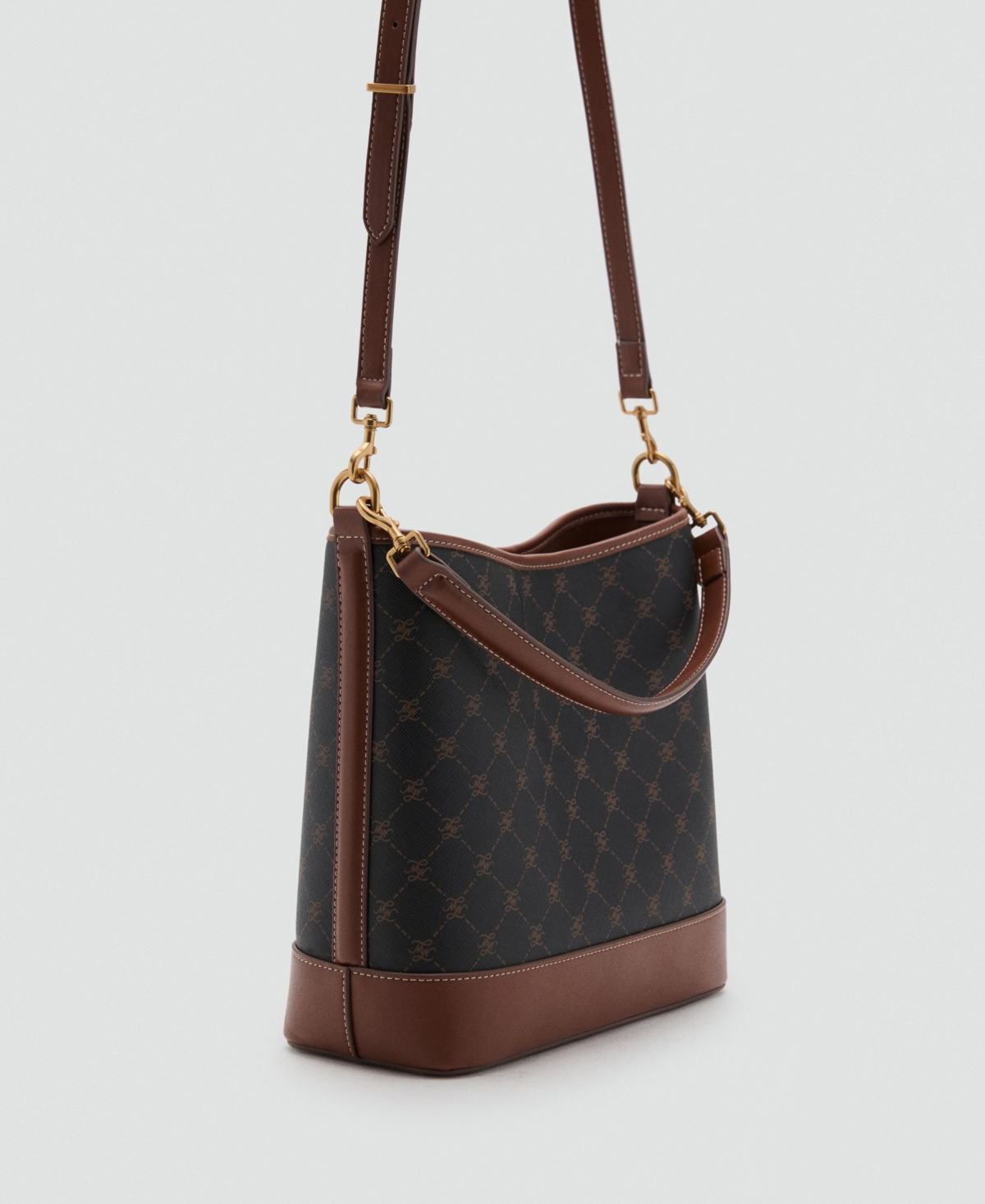 Mango Women's Large Contrast Print Bucket Bag In Brown