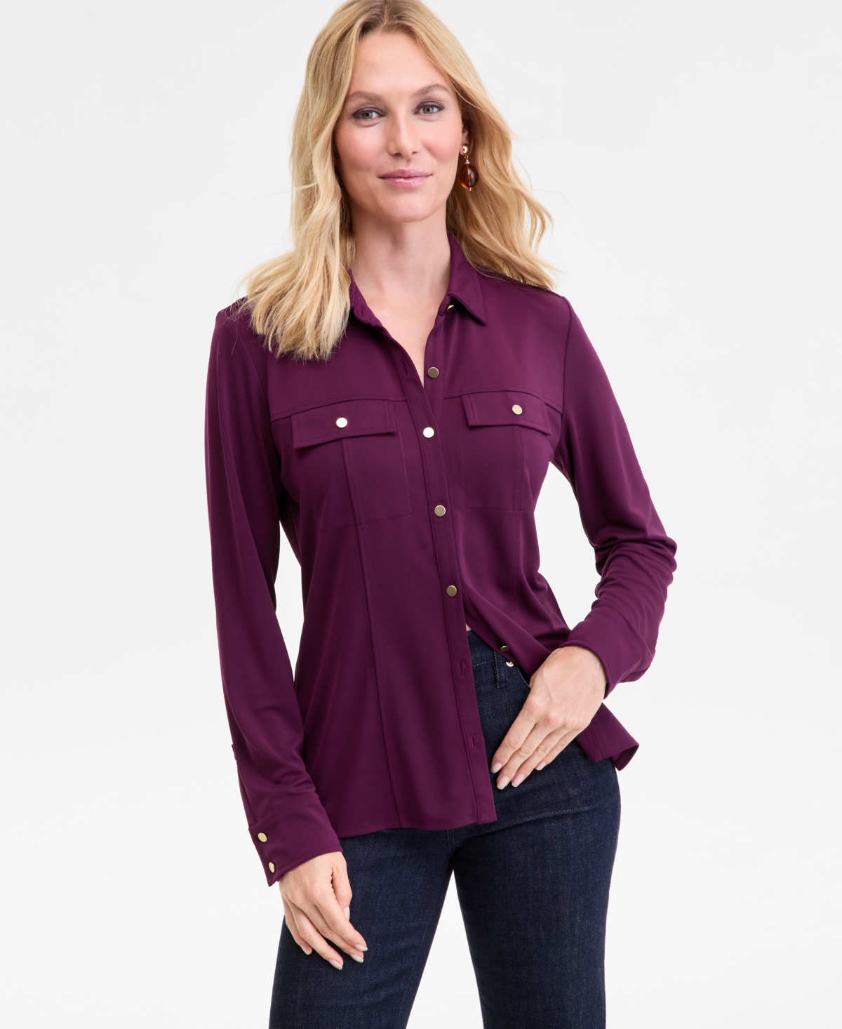 I.n.c. International Concepts Women's Knit Utility Shirt, Exclusively at Macy's