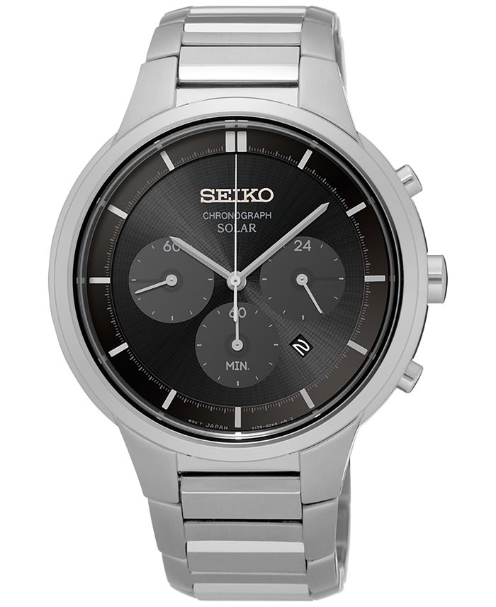 Seiko Men's Solar Chronograph Stainless Steel Bracelet Watch 42mm ...