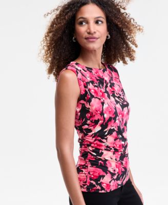 Women's Pleated-Shoulder Sleeveless Ruched Top, Macy's Exclusive