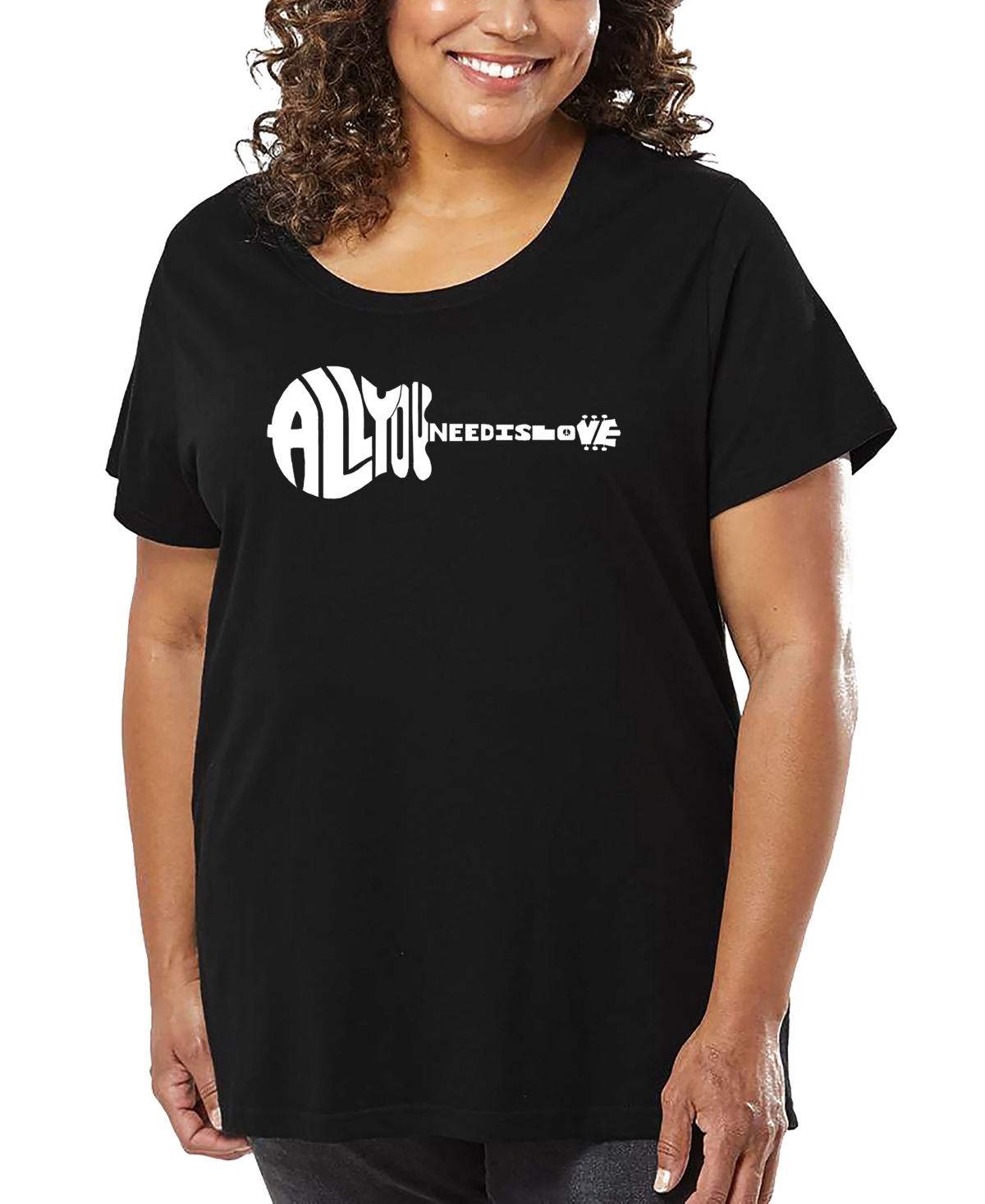 La Pop Art Plus Size All I Want For Christmas Is You Word Art V-neck T-shirt In Black
