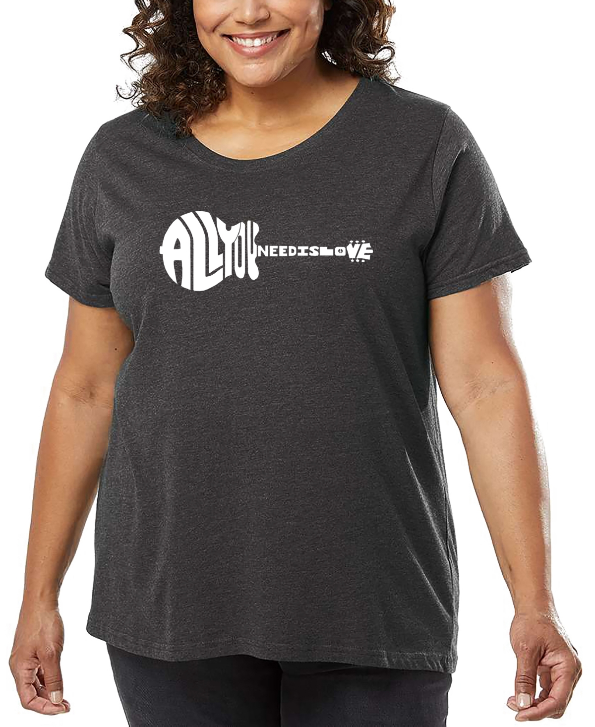 La Pop Art Plus Size All I Want For Christmas Is You Word Art T-shirt In Gray