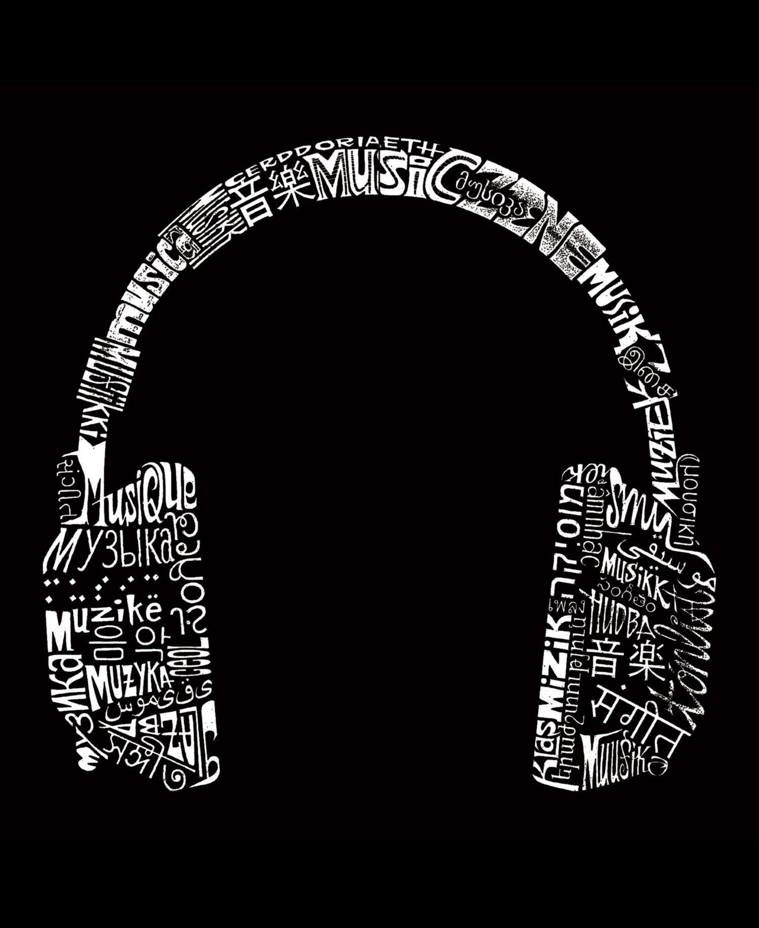 Plus Size Headphones Languages Word Art T-Shirt