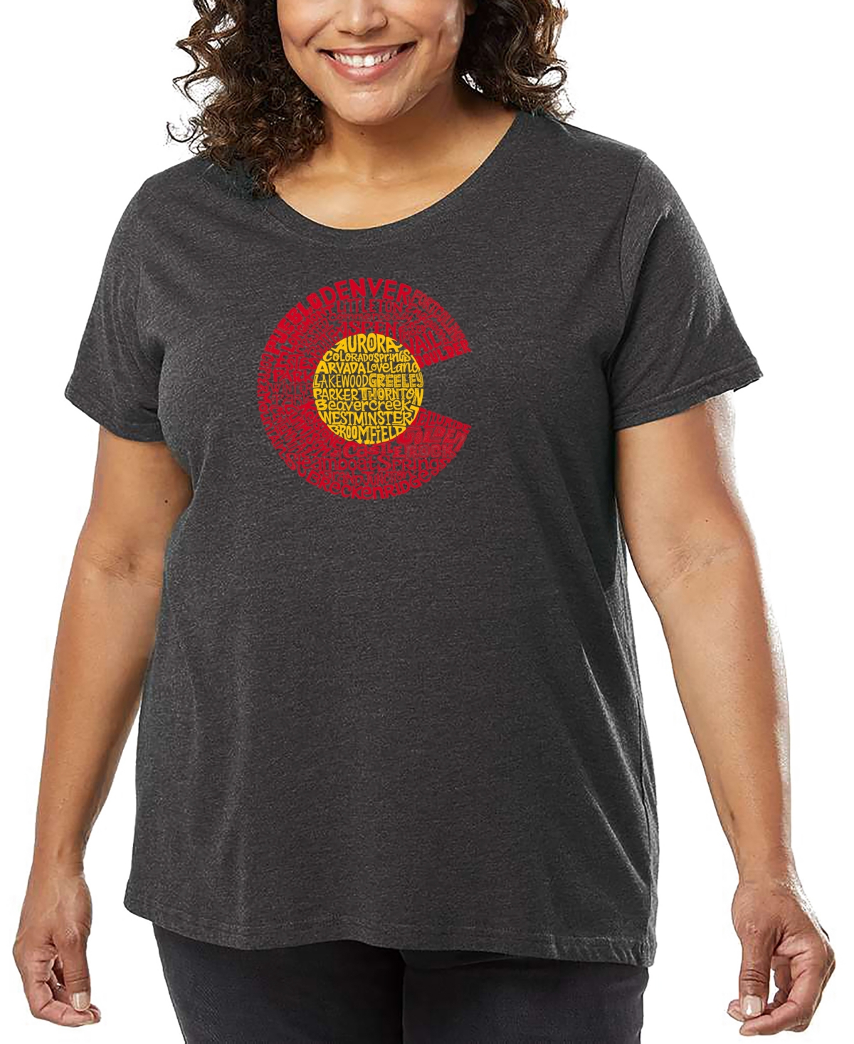 La Pop Art Plus Size Colorado Word Art T-shirt In Gray