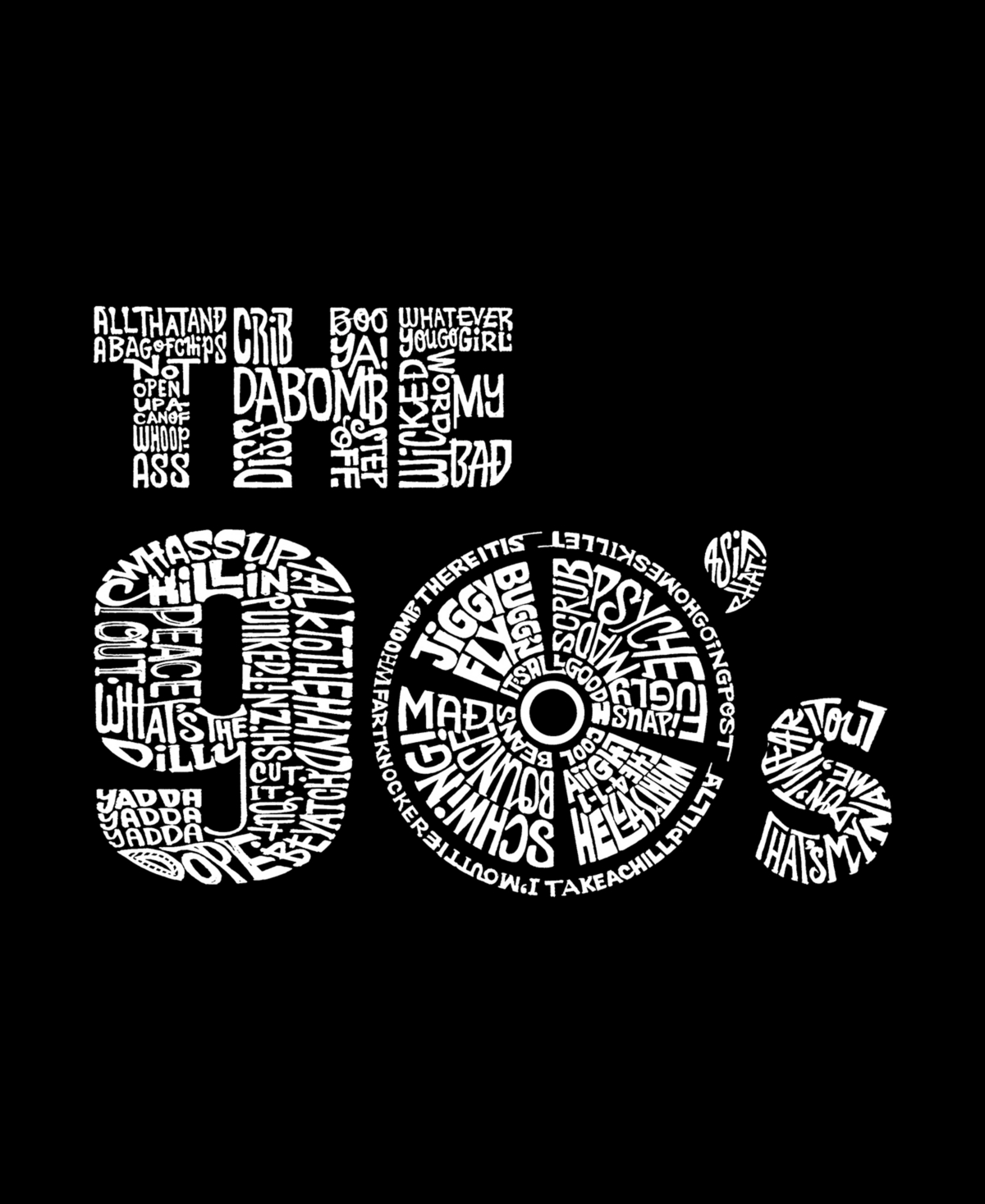 La Pop Art Plus Size The 90's Word Art T-shirt In Black