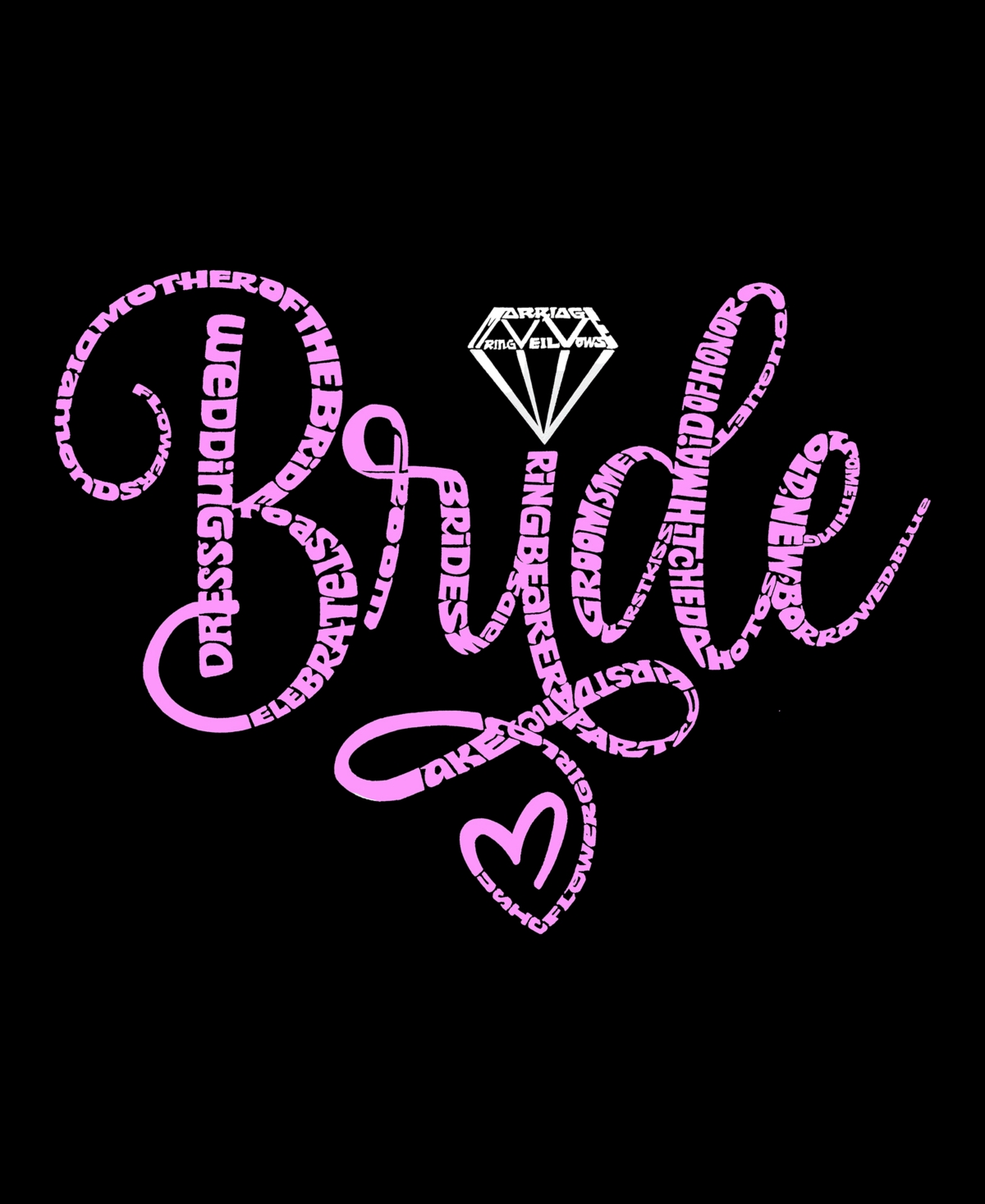 La Pop Art Plus Size Bride Word Art T-shirt In Black