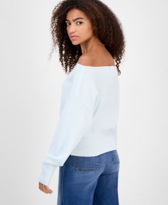 Juniors' Off-The-Shoulder Slouchy Sweater