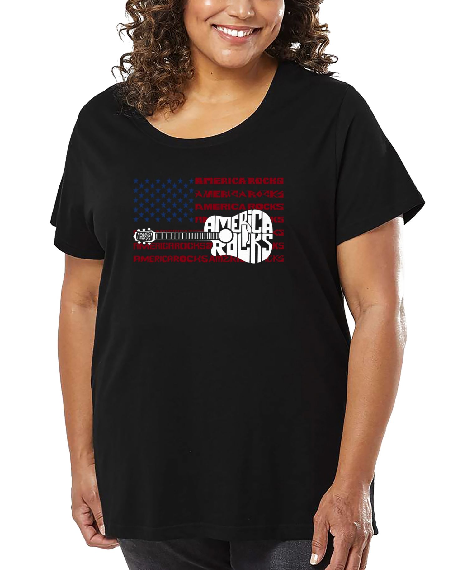 Plus Size America Rocks Word Art T-Shirt