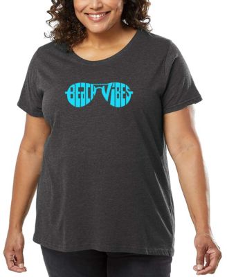 Plus Size Beach Vibes Word Art T-Shirt