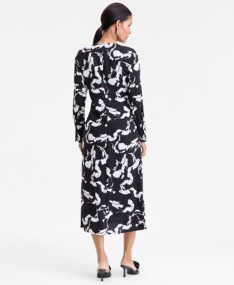 Women's Drawstring-Front V-Neck Midi Dress, Macy's Exclusive