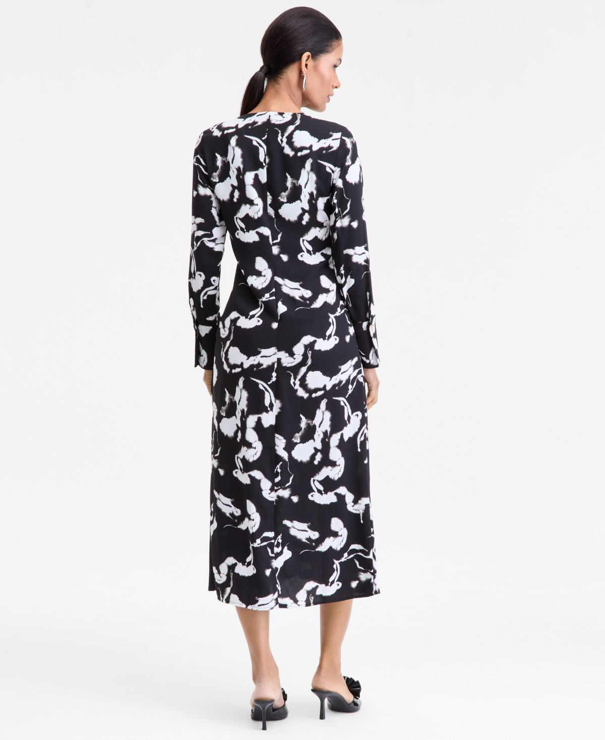 Inc International Concepts Women's Drawstring-front V-neck Midi Dress, Macy's Exclusive In Multi