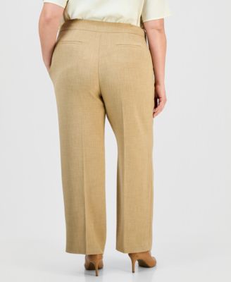 Plus Size High Rise Wide-Leg Crepe Pants