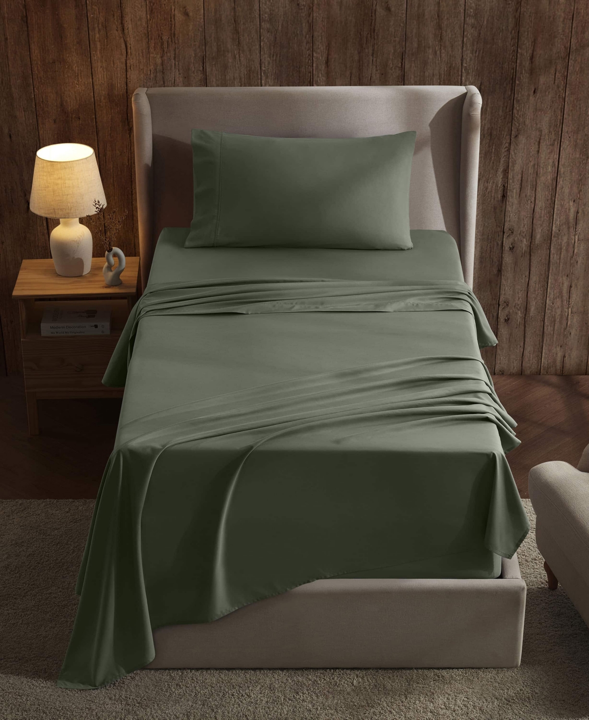 Nestl Premier Collection Deep Pocket 3 Piece Sheet Set, Twin Xl In Green