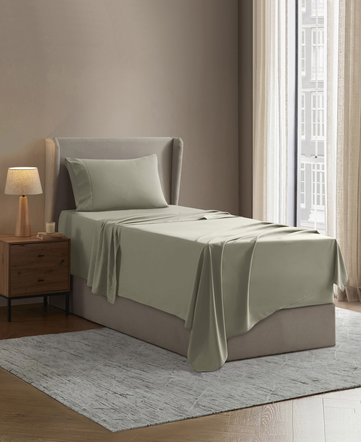 Nestl Premier Collection Deep Pocket 3 Piece Sheet Set, Twin In Green