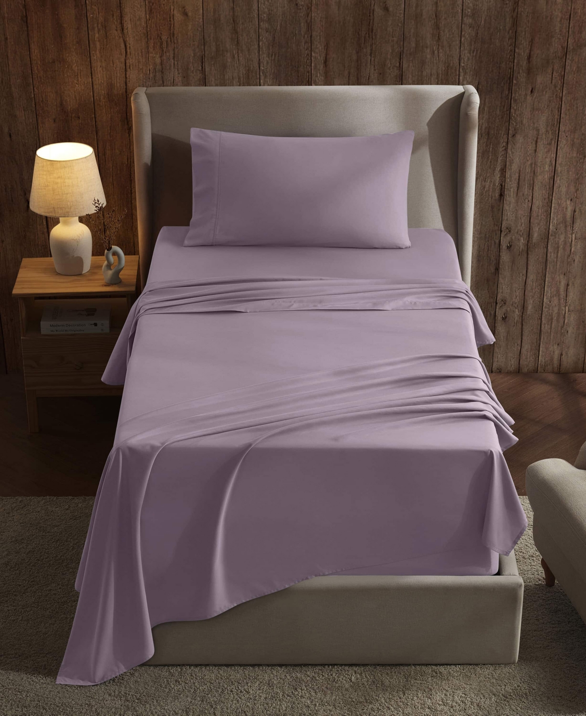 Nestl Premier Collection Deep Pocket 3 Piece Sheet Set, Twin In Purple