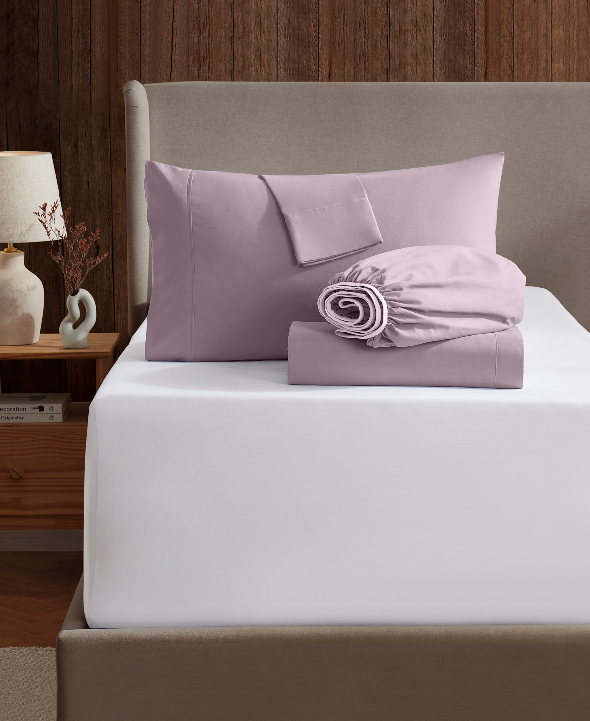 Nestl Premier Collection Deep Pocket 5 Piece Sheet Set, Split King In Purple