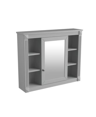 35" x 28" Mirror Cabinet with 6 Open Shelves, Wall Mounted Bathroom Medicine Cabinet (No Vanity)