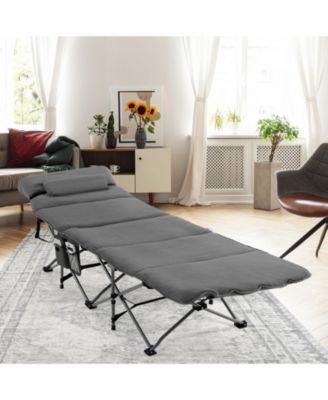 Folding Retractable Travel Camping Cot with Mattress and Carry Bag